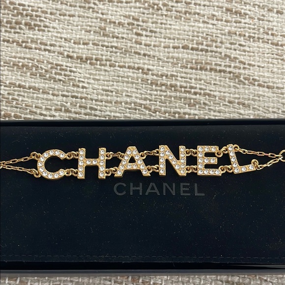 Chanel Gold Bracelet with Crystal Accents - Picture 1 of 8
